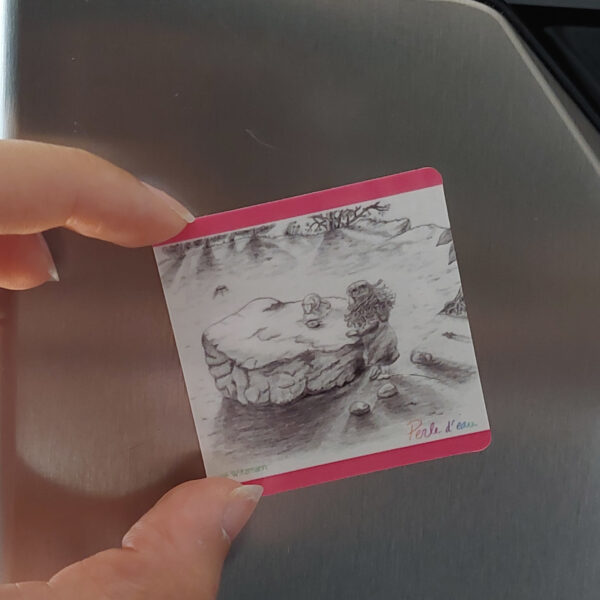 Magnet Fillette et Doudou